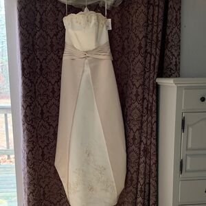 David's Bridal Ivory Gown with Beaded Lace